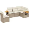 Image de vidaXL - 5-delige - Loungeset - met - kussens - poly - rattan - beige
