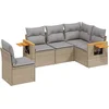 Image de vidaXL - 5-delige - Loungeset - met - kussens - poly - rattan - beige