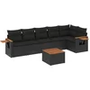 Image de vidaXL - 7-delige - Loungeset - met - kussens - poly - rattan - zwart