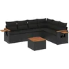 Image de vidaXL - 7-delige - Loungeset - met - kussens - poly - rattan - zwart
