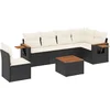 Image de vidaXL - 7-delige - Loungeset - met - kussens - poly - rattan - zwart