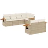 Image de vidaXL - 7-delige - Loungeset - met - kussens - poly - rattan - beige