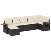 Image de vidaXL - 7-delige - Loungeset - met - kussens - poly - rattan - zwart