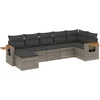 Image de vidaXL - 7-delige - Loungeset - met - kussens - poly - rattan - grijs