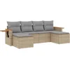 Image de vidaXL - 6-delige - Loungeset - met - kussens - poly - rattan - beige
