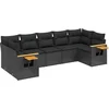 Image de vidaXL - 7-delige - Loungeset - met - kussens - poly - rattan - zwart
