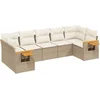 Image de vidaXL - 7-delige - Loungeset - met - kussens - poly - rattan - beige
