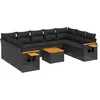 Image de vidaXL - 10-delige - Loungeset - met - kussens - poly - rattan - zwart