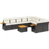 Image de vidaXL - 10-delige - Loungeset - met - kussens - poly - rattan - zwart