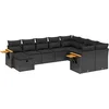 Image de vidaXL - 10-delige - Loungeset - met - kussens - poly - rattan - zwart