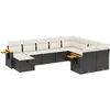 Image de vidaXL - 10-delige - Loungeset - met - kussens - poly - rattan - zwart