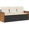 Image de vidaXL - 3-delige - Loungeset - met - kussens - poly - rattan - zwart