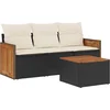 Image de vidaXL - 4-delige - Loungeset - met - kussens - poly - rattan - zwart