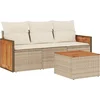 Image de vidaXL - 4-delige - Loungeset - met - kussens - poly - rattan - beige