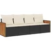 Image de vidaXL - 4-delige - Loungeset - met - kussens - poly - rattan - zwart