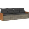 Image de vidaXL - 4-delige - Loungeset - met - kussens - poly - rattan - grijs