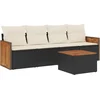 Image de vidaXL - 5-delige - Loungeset - met - kussens - poly - rattan - zwart