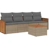 Image de vidaXL - 5-delige - Loungeset - met - kussens - poly - rattan - beige