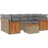 Image de vidaXL - 7-delige - Loungeset - met - kussens - poly - rattan - beige