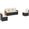 Image de vidaXL - 5-delige - Loungeset - met - kussens - poly - rattan - zwart