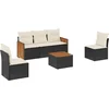 Image de vidaXL - 6-delige - Loungeset - met - kussens - poly - rattan - zwart