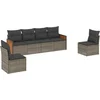 Image de vidaXL - 6-delige - Loungeset - met - kussens - poly - rattan - grijs
