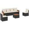 Image de vidaXL - 7-delige - Loungeset - met - kussens - poly - rattan - zwart