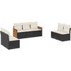 Image de vidaXL - 7-delige - Loungeset - met - kussens - poly - rattan - zwart