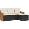Image de vidaXL - 4-delige - Loungeset - met - kussens - poly - rattan - zwart