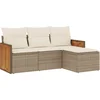 Image de vidaXL - 4-delige - Loungeset - met - kussens - poly - rattan - beige