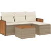 Image de vidaXL - 5-delige - Loungeset - met - kussens - poly - rattan - beige