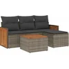 Image de vidaXL - 5-delige - Loungeset - met - kussens - poly - rattan - grijs