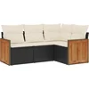 Image de vidaXL - 4-delige - Loungeset - met - kussens - poly - rattan - zwart