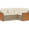 Image de vidaXL - 4-delige - Loungeset - met - kussens - poly - rattan - beige