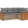 Image de vidaXL - 4-delige - Loungeset - met - kussens - poly - rattan - beige