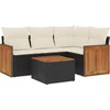 Image de vidaXL - 5-delige - Loungeset - met - kussens - poly - rattan - zwart
