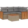 Image de vidaXL - 5-delige - Loungeset - met - kussens - poly - rattan - beige