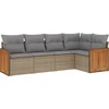 Image de vidaXL - 5-delige - Loungeset - met - kussens - poly - rattan - beige
