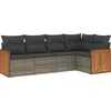 Image de vidaXL - 5-delige - Loungeset - met - kussens - poly - rattan - grijs