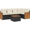 Image de vidaXL - 6-delige - Loungeset - met - kussens - poly - rattan - zwart