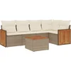 Image de vidaXL - 6-delige - Loungeset - met - kussens - poly - rattan - beige