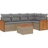 Image de vidaXL - 6-delige - Loungeset - met - kussens - poly - rattan - beige