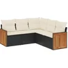 Image de vidaXL - 5-delige - Loungeset - met - kussens - poly - rattan - zwart