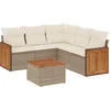 Image de vidaXL - 6-delige - Loungeset - met - kussens - poly - rattan - beige
