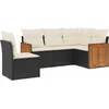 Image de vidaXL - 5-delige - Loungeset - met - kussens - poly - rattan - zwart