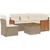 Image de vidaXL - 6-delige - Loungeset - met - kussens - poly - rattan - beige