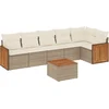 Image de vidaXL - 7-delige - Loungeset - met - kussens - poly - rattan - beige