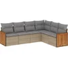 Image de vidaXL - 6-delige - Loungeset - met - kussens - poly - rattan - beige