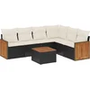 Image de vidaXL - 7-delige - Loungeset - met - kussens - poly - rattan - zwart