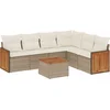 Image de vidaXL - 7-delige - Loungeset - met - kussens - poly - rattan - beige